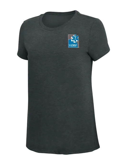 Womens Simply Soft Black Frost 4.5oz Poly/Combed Ring Spun Cotton T-Shirt w/NAEMSP Logo