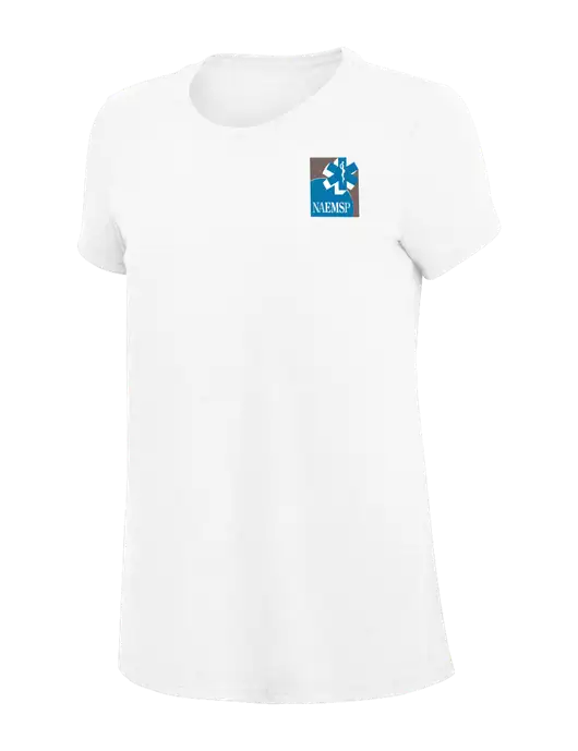 Womens Simply Soft White 4.5oz Poly/Combed Ring Spun Cotton T-Shirt
 w/NAEMSP Logo