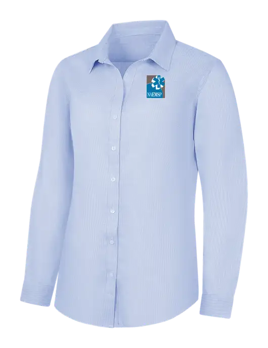 Light Blue/White Womens Pincheck Easy Care Shirt w/NAEMSP Logo