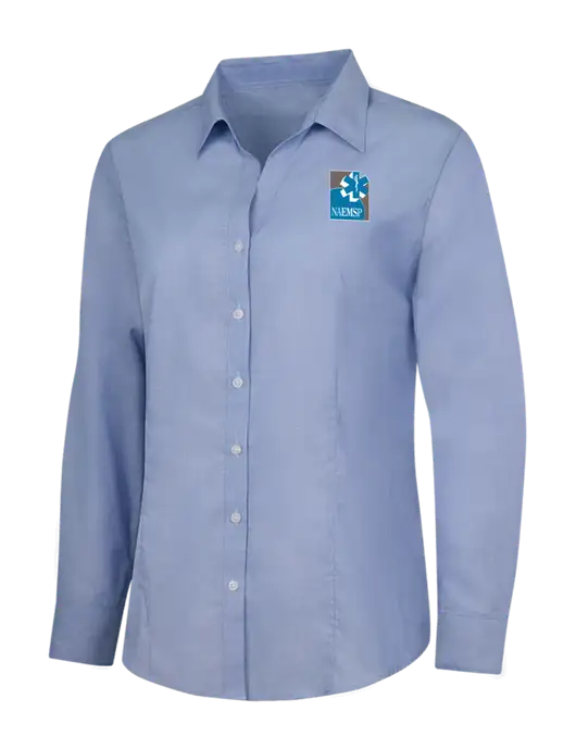 Light Slate Blue Womens Crosshatch Easy Care Shirt w/NAEMSP Logo