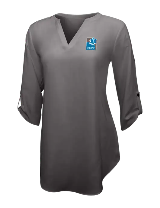 Dark Grey Womens 3/4 Sleeve Tunic Blouse w/NAEMSP Logo