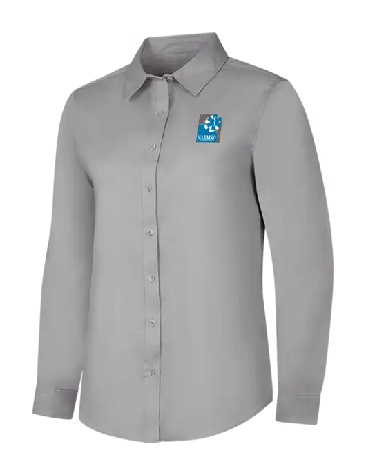 Light Grey Womens Long Sleeve Superpro React Twill Shirt w/NAEMSP Logo