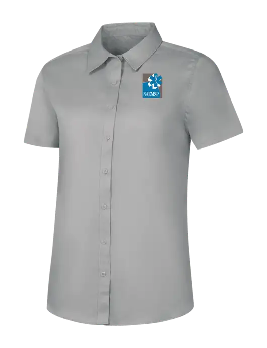 Womens Light Grey Short Sleeve Superpro React Twill Shirt w/NAEMSP Logo