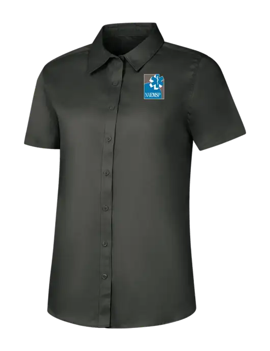 Womens Dark Grey Short Sleeve Superpro React Twill Shirt w/NAEMSP Logo