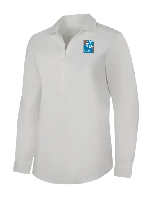 Womens White City Stretch Shirt w/NAEMSP Logo