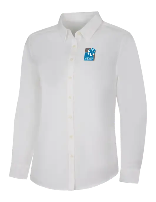 Womens White Long Sleeve Superpro React Twill Shirt w/NAEMSP Logo