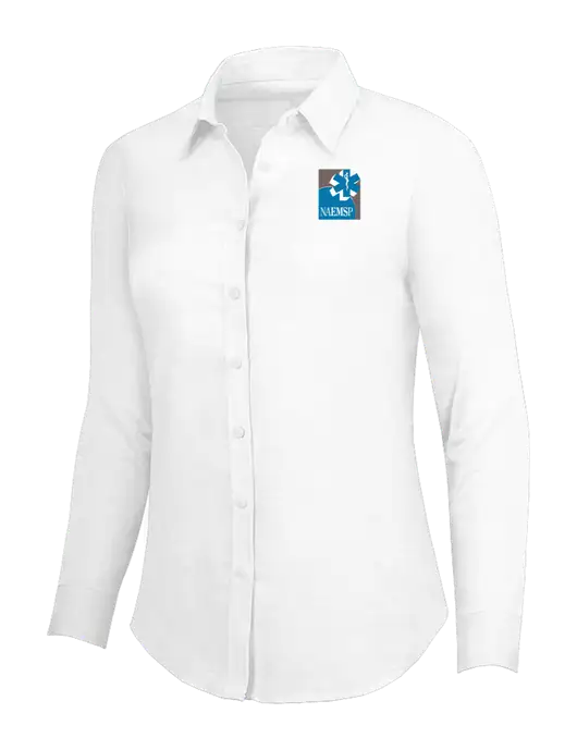 White Womens SuperPro Oxford Shirt w/NAEMSP Logo