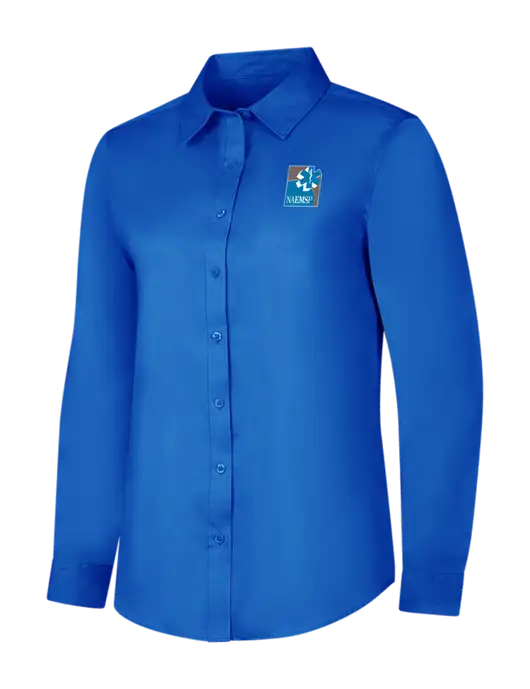 Womens Long Sleeve Royal Blue Superpro React Twill Shirt w/NAEMSP Logo