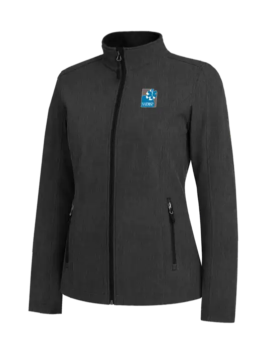 Black Charcoal Heather Womens Core Soft Shell Jacket w/NAEMSP Logo