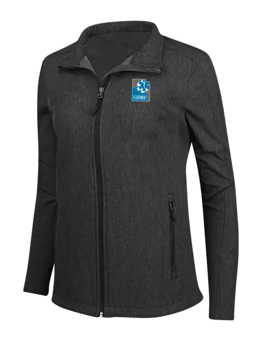 Black Charcoal Heather Womens Core Soft Shell Jacket w/NAEMSP Logo