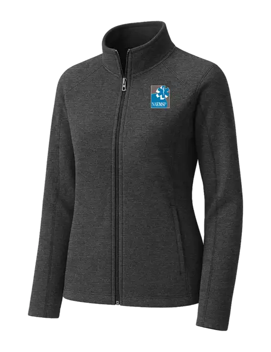 Charcoal Womens Heather Microfleece Full-Zip Jacket w/NAEMSP Logo