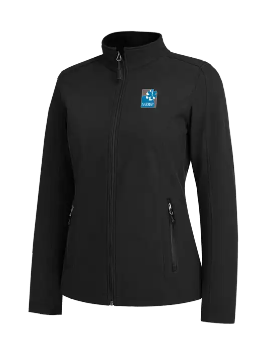Black Womens Core Soft Shell Jacket w/NAEMSP Logo