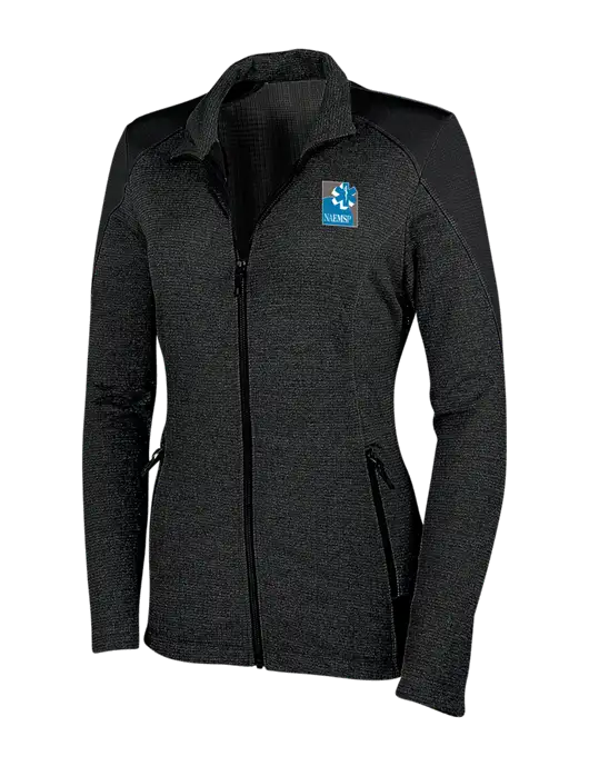 Womens Black Grid Fleece Jacket w/NAEMSP Logo
