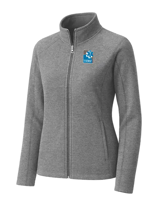 Medium Grey Womens Heather Microfleece Full-Zip Jacket w/NAEMSP Logo