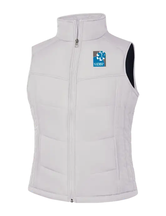 Womens White/Dark Slate Puffy Vest w/NAEMSP Logo