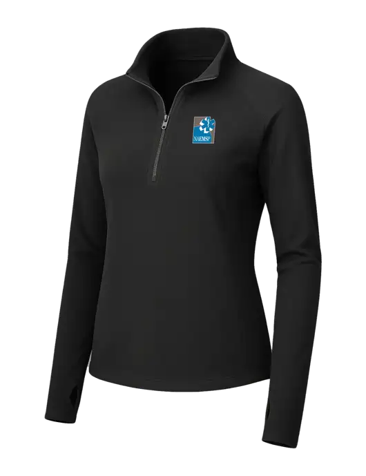 Womens Black Microfleece 1/2 Zip Pullover w/NAEMSP Logo