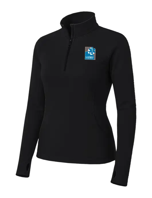 Womens Black Sport Wick Stretch 1/4 Zip Pullover w/NAEMSP Logo