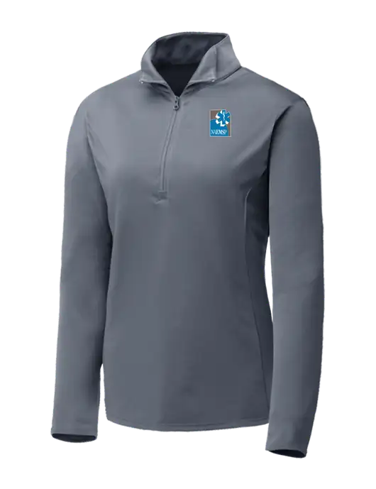 Medium Grey Womens Posicharge Competitor ¼ Zip Pullover w/NAEMSP Logo