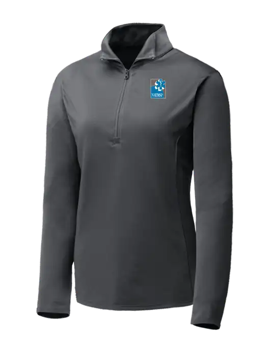 Dark Grey Womens Posicharge Competitor ¼ Zip Pullover w/NAEMSP Logo