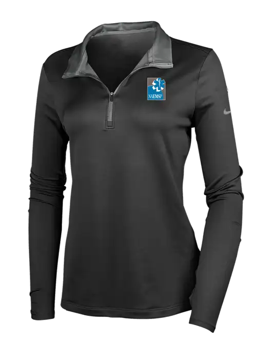 NIKE Black/Dark Grey Womens Dry-Fit Stretch 1/2 Zip Cover-Up w/NAEMSP Logo