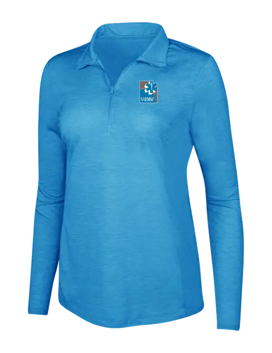Light Blue Heather Womens Posicharge Tri-Blend Wicking 1/4 Zip Pullover w/NAEMSP Logo