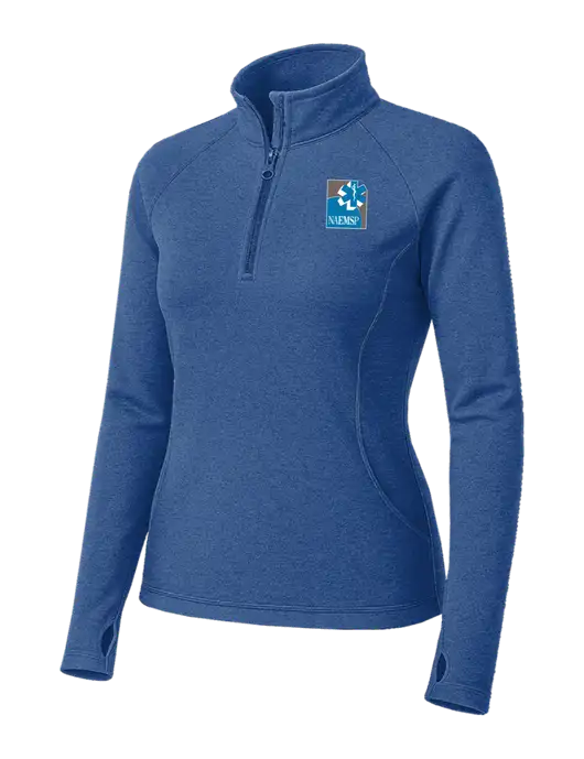 Royal Heather Womens Sport Wick Stretch 1/4 Zip Pullover w/NAEMSP Logo