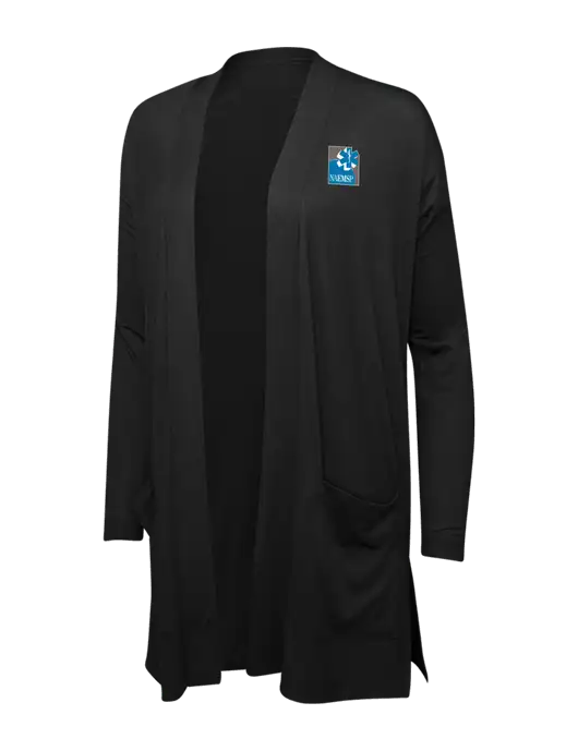 Black Womens Concept Long Pocket Cardigan w/NAEMSP Logo