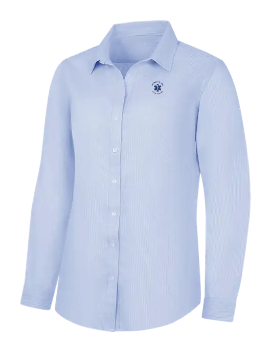 Light Blue/White Womens Pincheck Easy Care Shirt w/Women In EMS