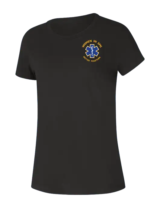 Womens Seriously Soft Black T-Shirt w/Women In EMS