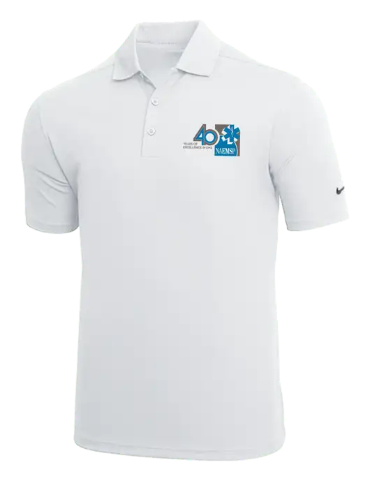 NIKE White Dri-Fit Micro Pique Polo w/40th Anniversary Logo