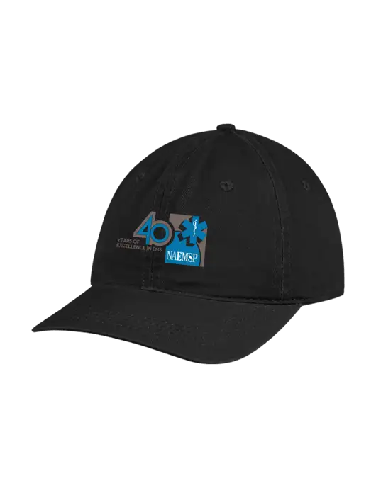Garment Washed Unstructured Twill Black Cap w/40th Anniversary Logo