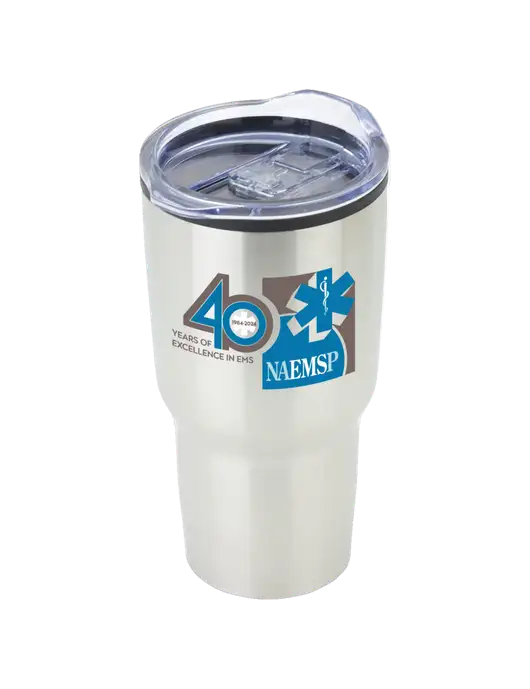 Odyssey Silver 30 oz Travel Tumbler w/40th Anniversary Logo