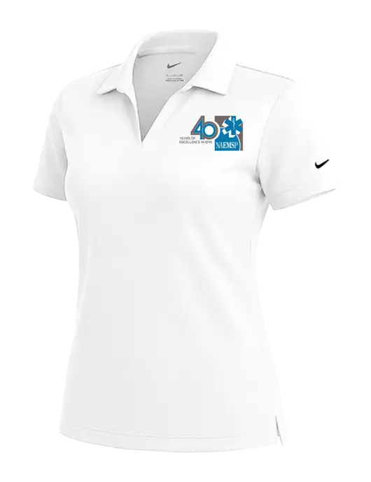 NIKE White Womens Dri-Fit Micro Pique Polo w/40th Anniversary Logo