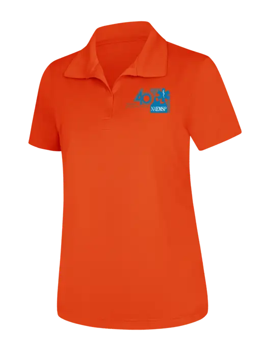Womens Orange Micropique Sport-Wick Polo w/40th Anniversary Logo