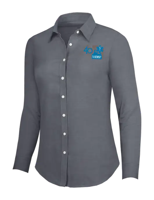 Dark Grey Womens SuperPro Oxford Shirt w/40th Anniversary Logo