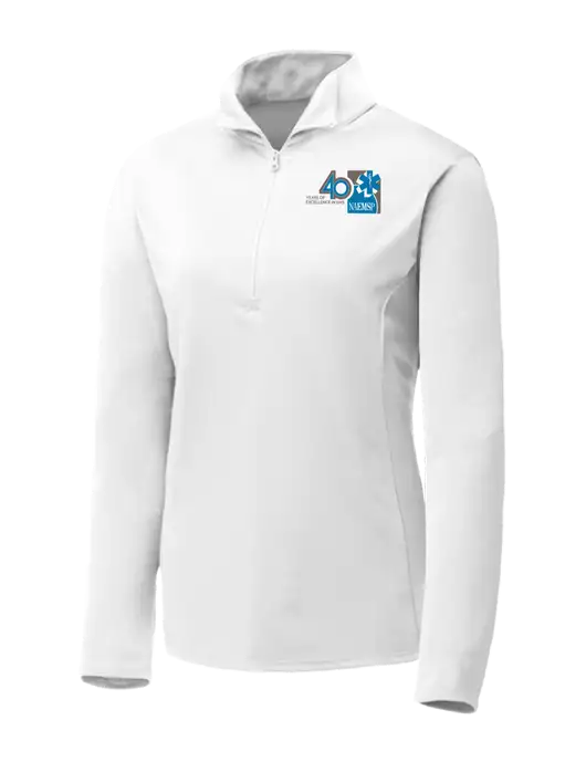 White Womens Posicharge Competitor ¼ Zip Pullover w/40th Anniversary Logo